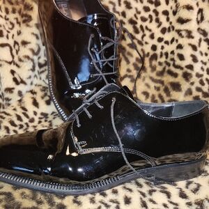 Stanley Blacker Elegant Black Patent Leather Oxfords In Great Condition.size 8.5